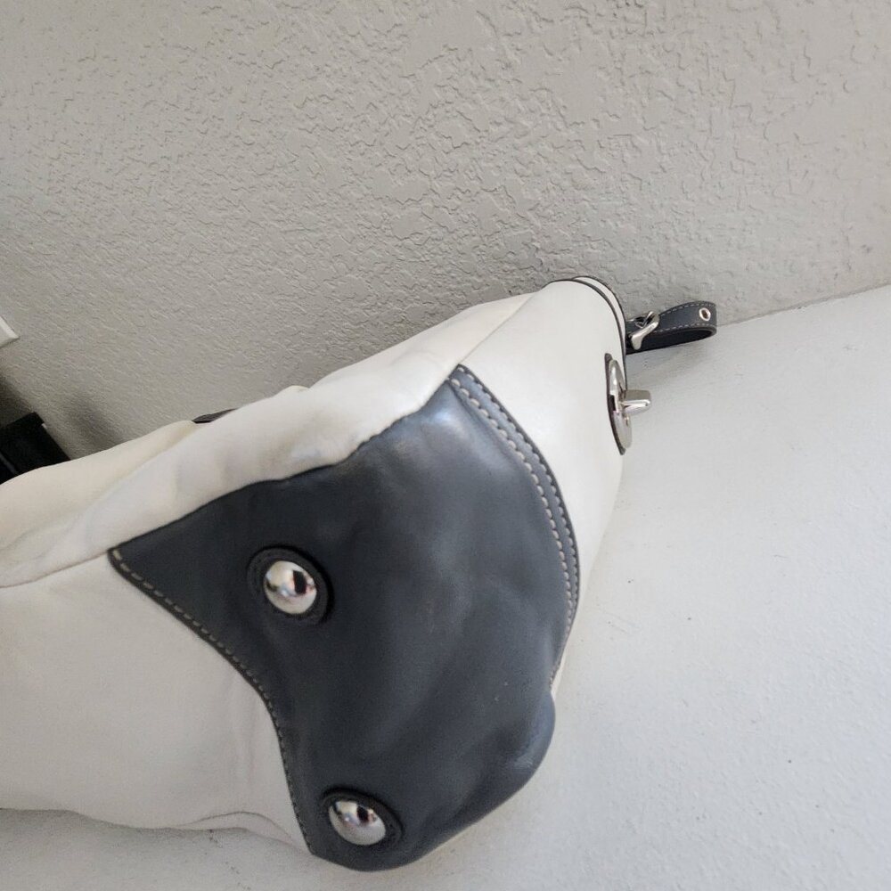 Coach White & Gray Y2K Leather Handbag Tote Purse - Picture 13 of 15